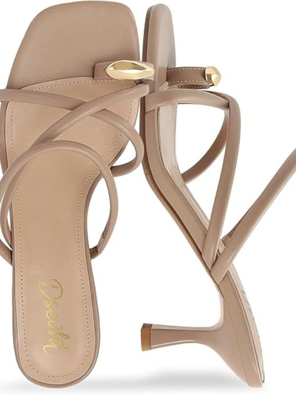 Kitten Heel Sandals Toe Ring Flip Flop Stiletto Low Short Thong Heels Slip On Sq